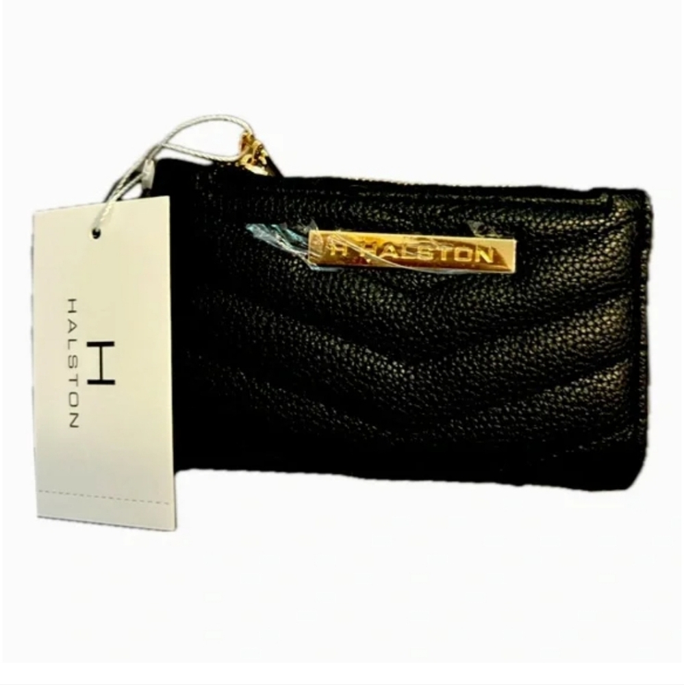 HALSTON Heritage Black Quilted Chevron Wallet NWT